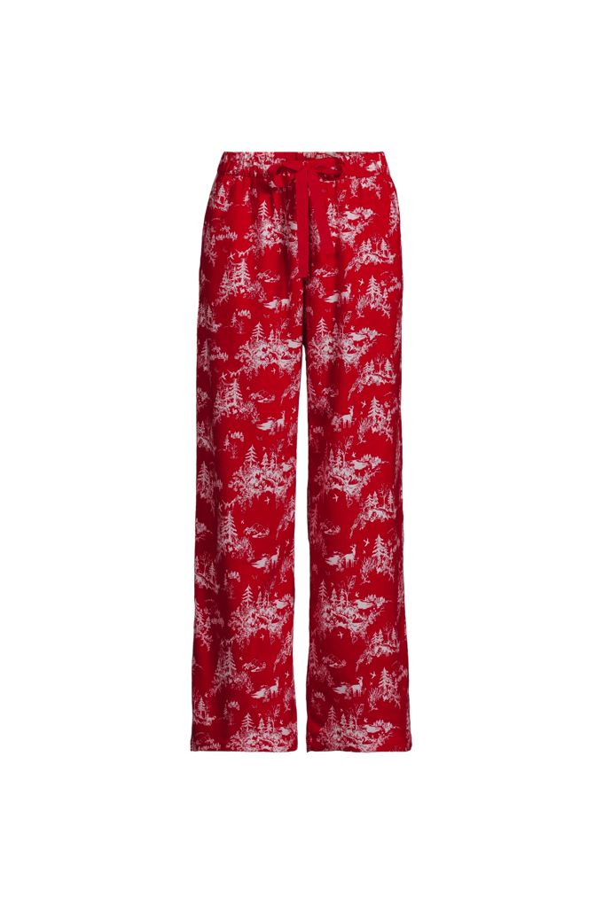 Women's Flannel Wide Leg Sleep Pants - Lands' End - Red - M