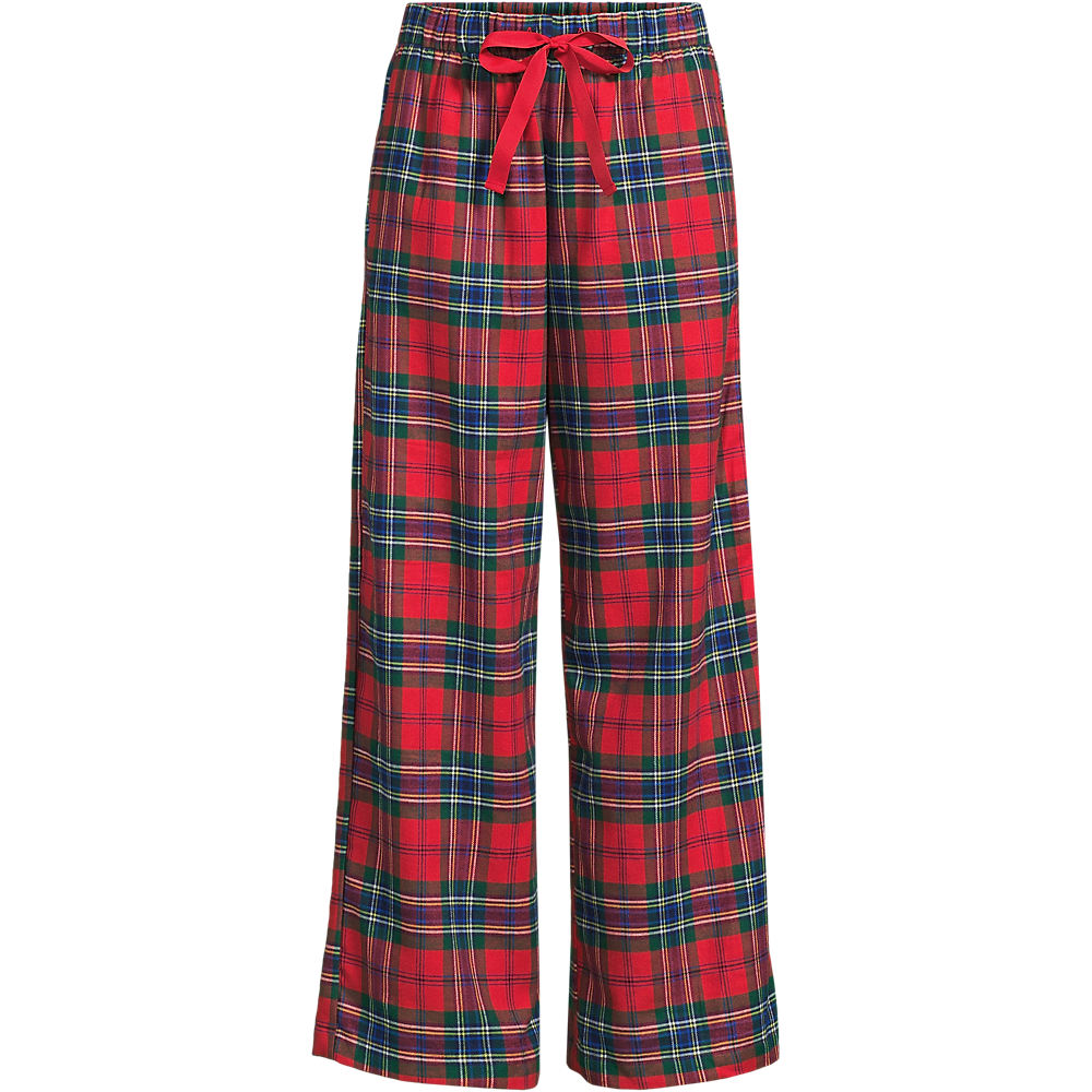 Pure Cotton Flannel Wide Leg Pyjama Bottoms, Women, size: 2XL, plus, Red, Cotton, by Lands' End