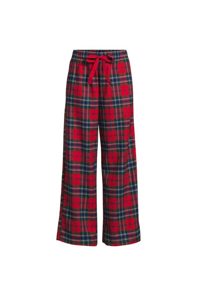 Women's Flannel Wide Leg Sleep Pants - Lands' End - Red - XXS