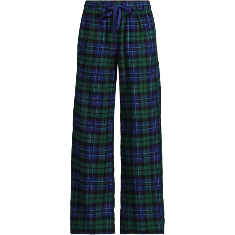 Women's Flannel Wide Leg Sleep Pants, Front