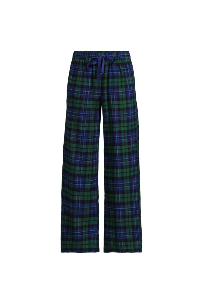 Women's Flannel Wide Leg Sleep Pants - Lands' End - Blue - XL