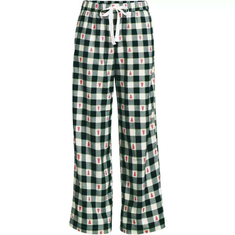 Women's Flannel Wide Leg Sleep Pants, Front
