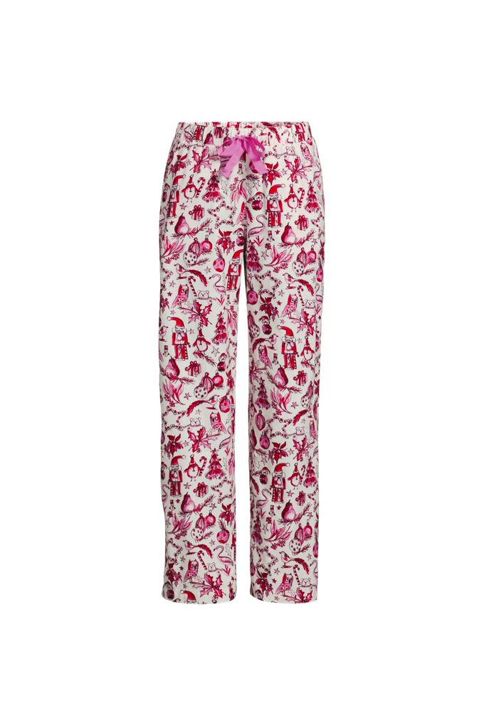 Women's Flannel Wide Leg Sleep Pants - Lands' End - Pink - M