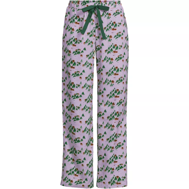 Women's Flannel Wide Leg Sleep Pants, Front
