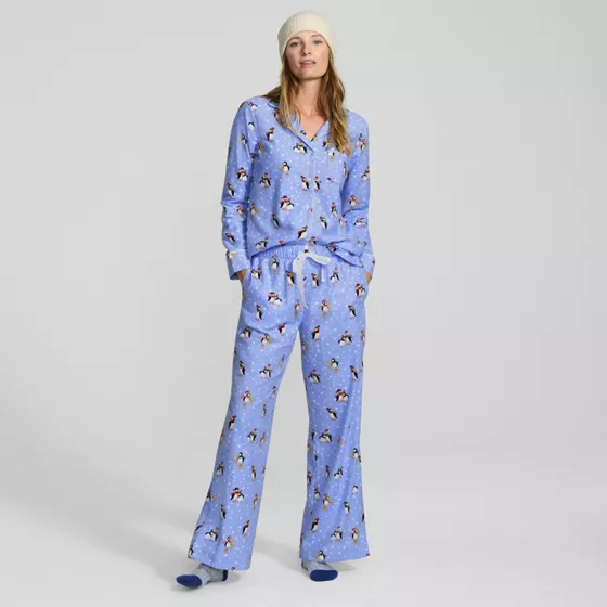 Women's Flannel Wide Leg Sleep Pants - primary