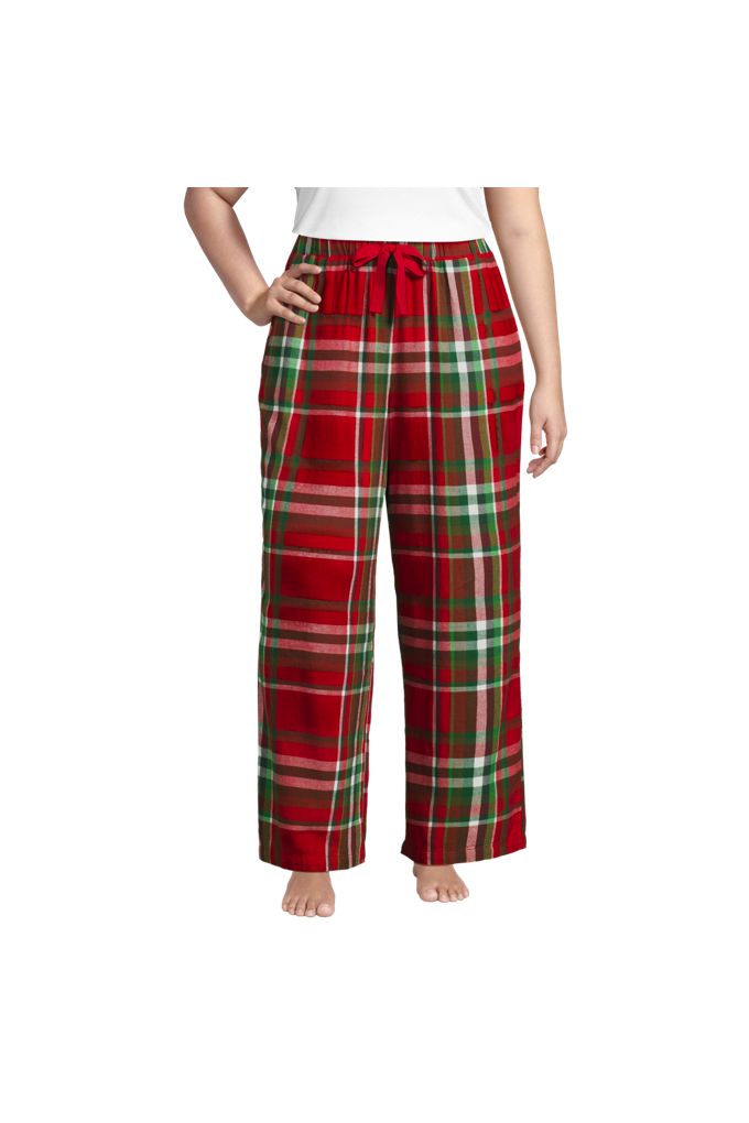 Women's Plus Size Flannel Wide Leg Sleep Pants - Lands' End - Red - 2X