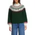 Women's Fuzzy Turtleneck Lantern Sleeve Jacquard Sweater, Front