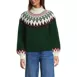 Women's Fuzzy Turtleneck Lantern Sleeve Jacquard Sweater