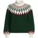 Women's Fuzzy Turtleneck Lantern Sleeve Jacquard Sweater