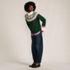 Women's Fuzzy Turtleneck Lantern Sleeve Jacquard Sweater, alternative image