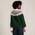 Women's Fuzzy Turtleneck Lantern Sleeve Jacquard Sweater, Back