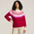 Women's Fuzzy Turtleneck Lantern Sleeve Jacquard Sweater, Front
