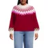 Women's Plus Size Fuzzy Turtleneck Lantern Sleeve Jacquard Sweater, Front