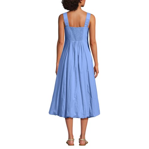 Women's Sleeveless Cambric Bubble Hem Midi Dress, Back