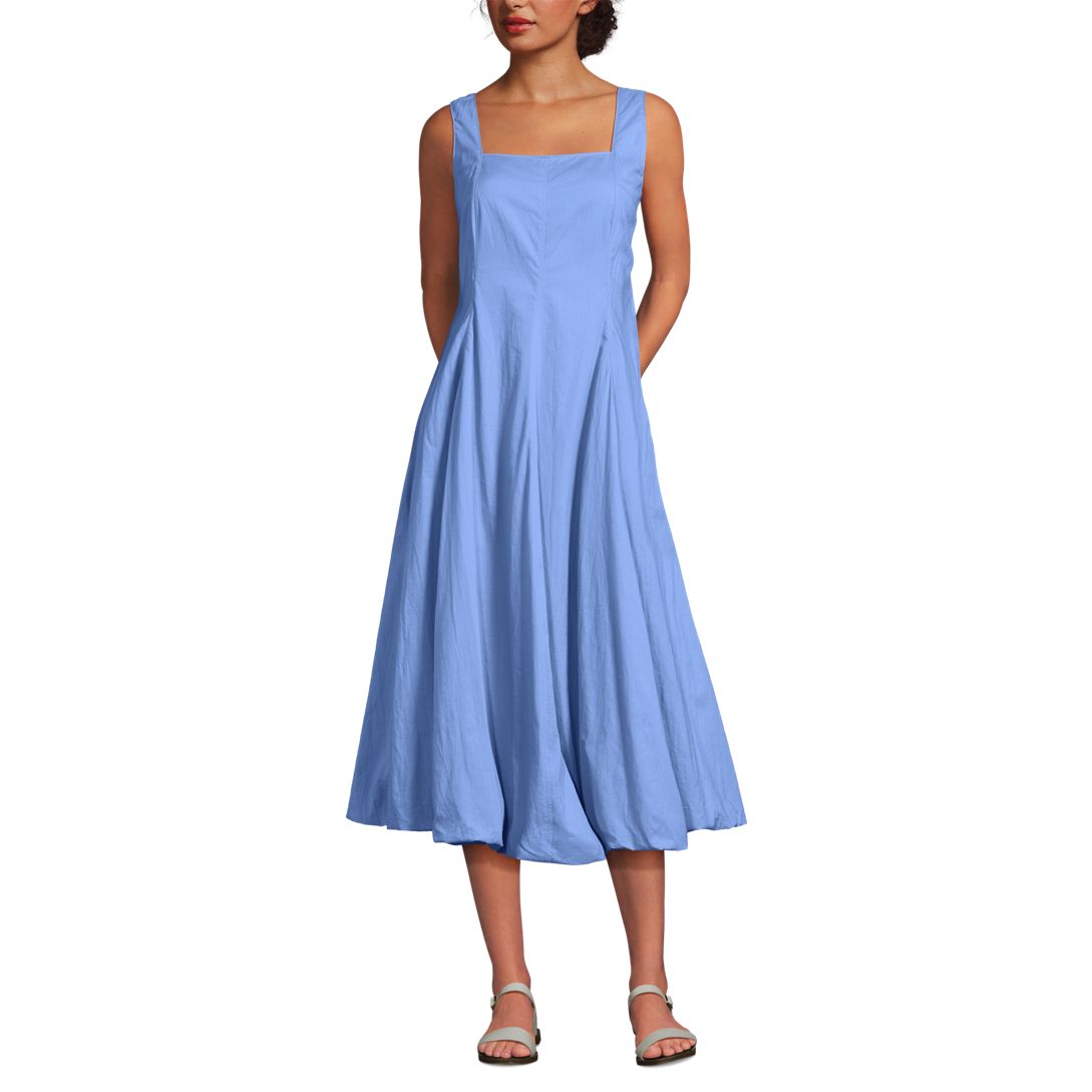 Women's Sleeveless Cambric Bubble Hem Midi Dress