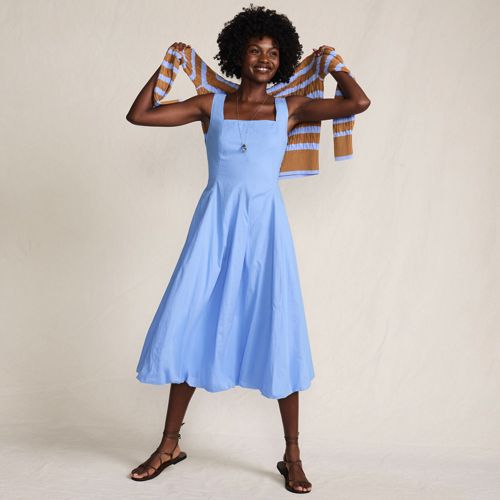 Women's Sleeveless Cambric Bubble Hem Midi Dress, alternative image