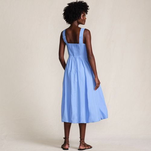 Women's Sleeveless Cambric Bubble Hem Midi Dress, Back