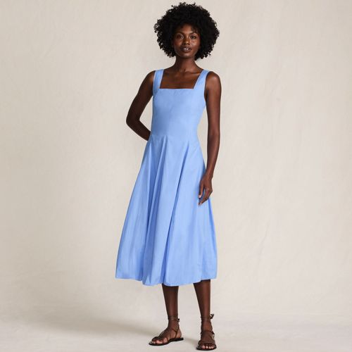 Women's Sleeveless Cambric Bubble Hem Midi Dress, Front