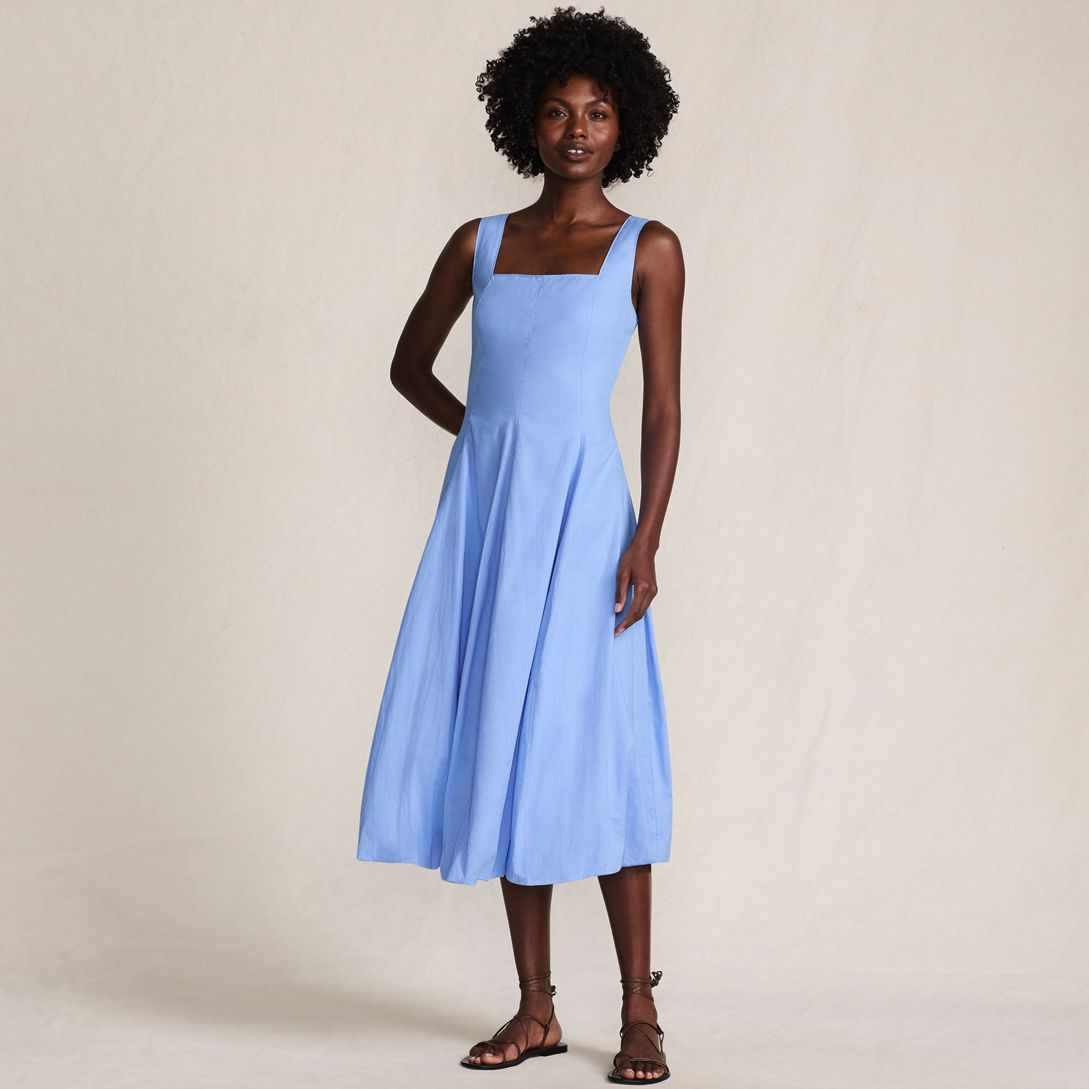 Women's Sleeveless Cambric Bubble Hem Midi Dress