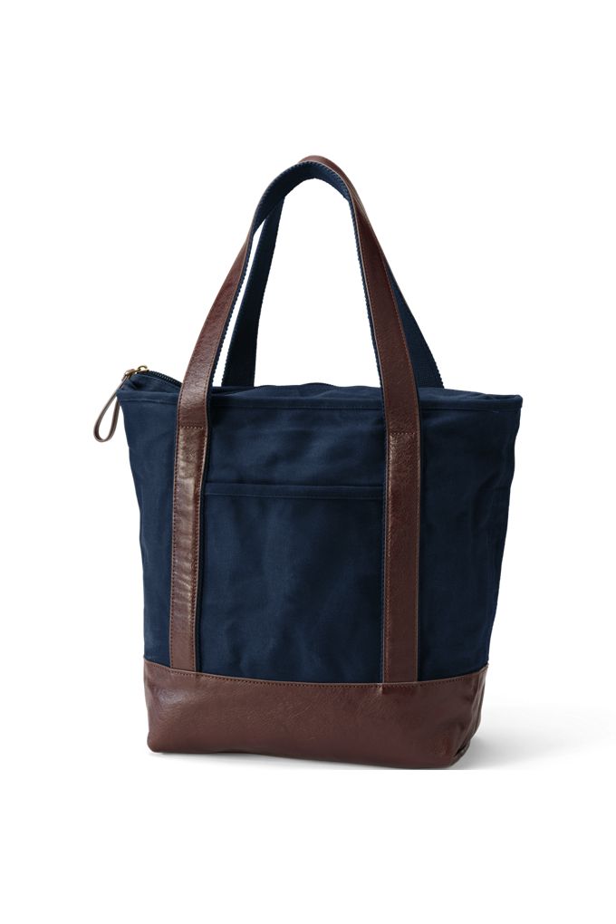 Waxed Canvas Tote - Lands' End - Blue