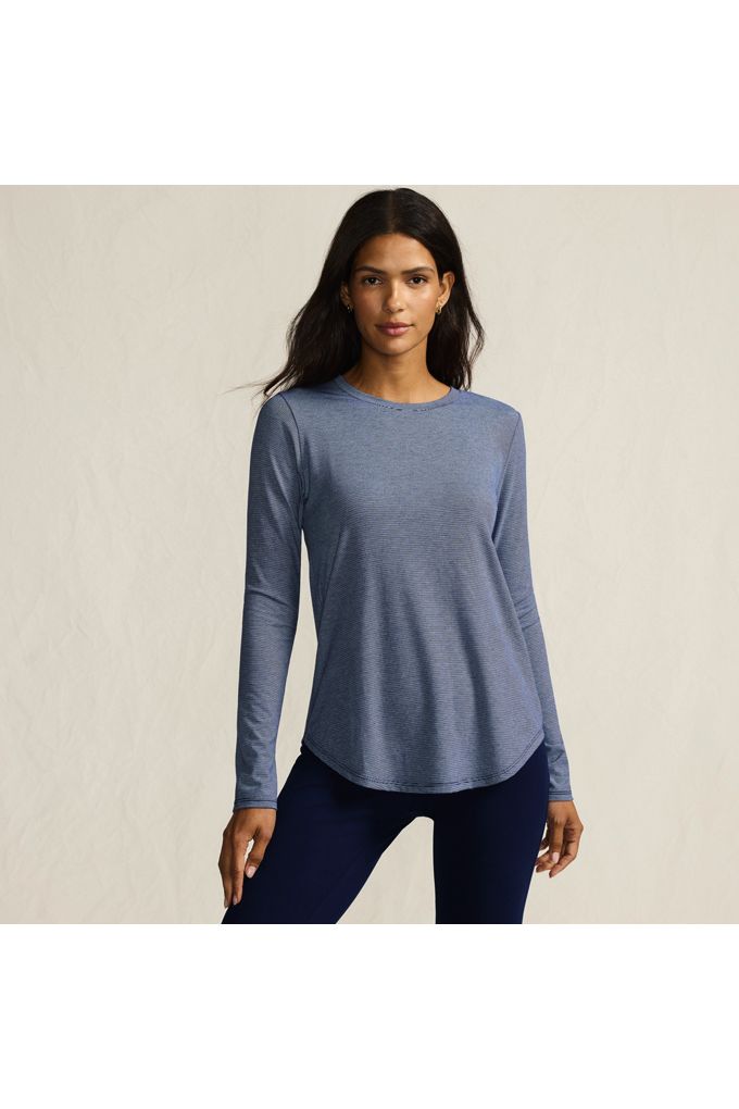 Lands' End Women's Tall Long Sleeve Cooling Performance Tunic Tee In Blue