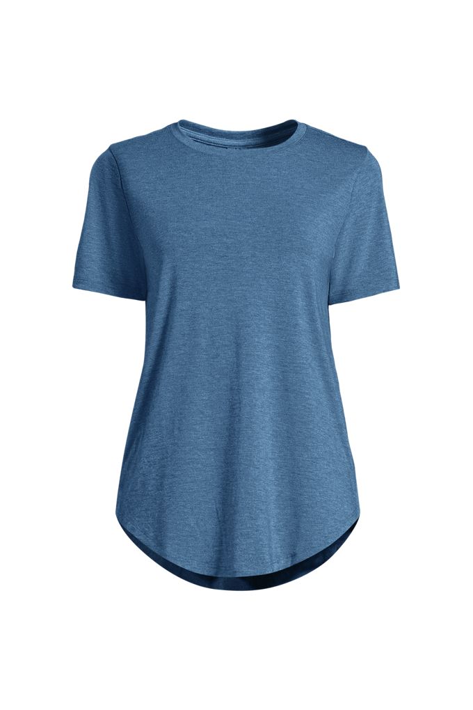 Lands' End Women's Short Sleeve Cooling Performance Tunic Tee In Blue