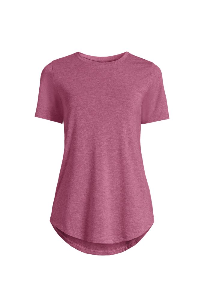 Lands' End Women's Short Sleeve Cooling Performance Tunic Tee In Purple