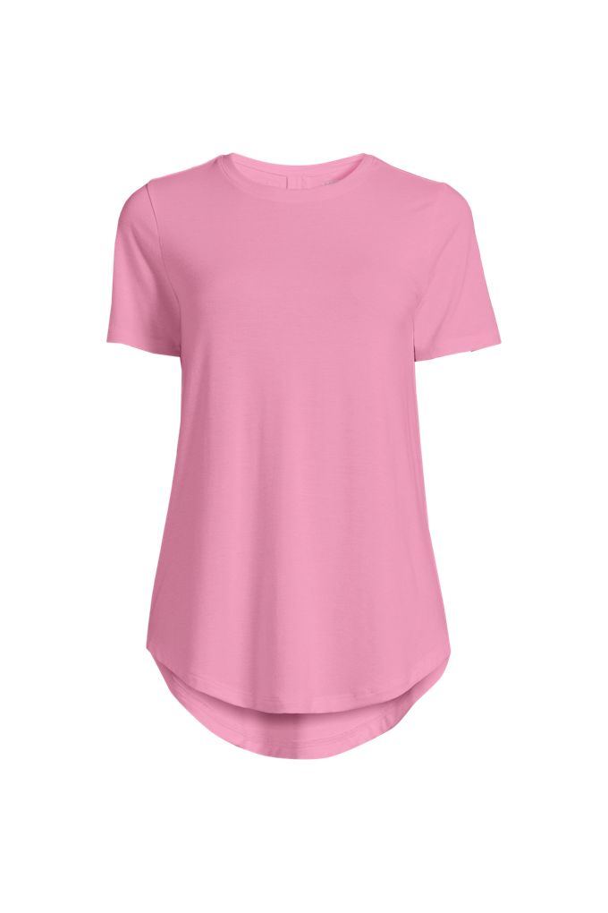 Lands' End Women's Short Sleeve Cooling Performance Tunic Tee In Pink