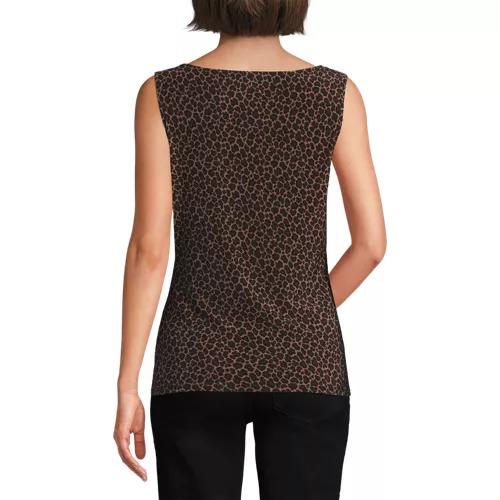 Women's Sleeveless Silky Knit Drape Front Top, Back