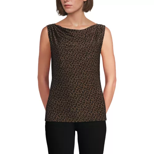 Women's Sleeveless Silky Knit Drape Front Top, Front