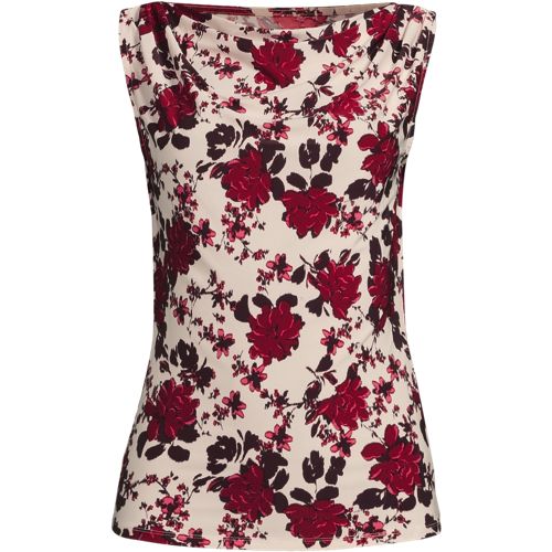 Silky Knit Drapey Boatneck Sleeveless Top, Women, size: M, regular, Pink, Poly-blend, by Lands' End