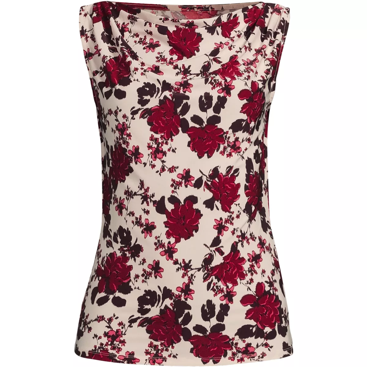 Women's Sleeveless Silky Knit Drape Front Top