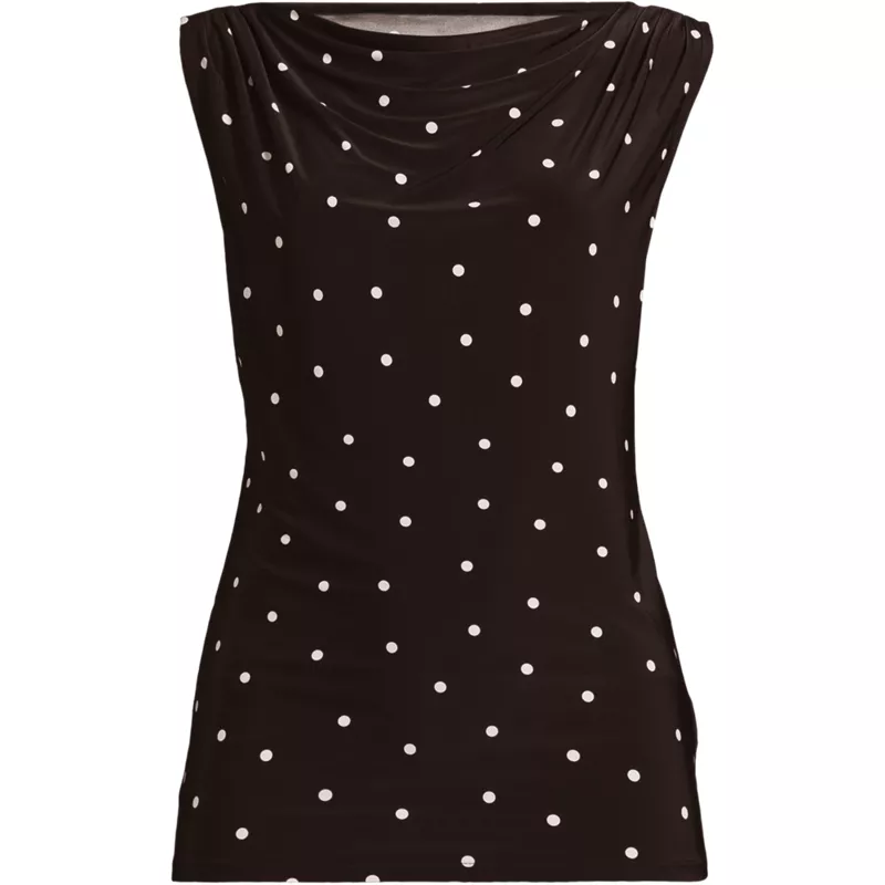 Women's Sleeveless Silky Knit Drape Front Top, Front