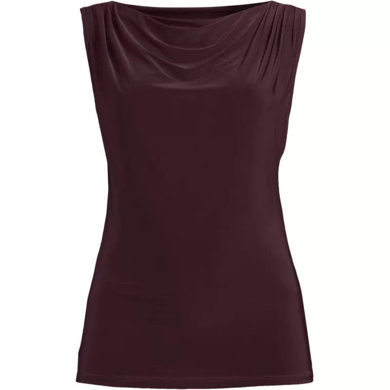 Women's Sleeveless Silky Knit Drape Front Top, Front