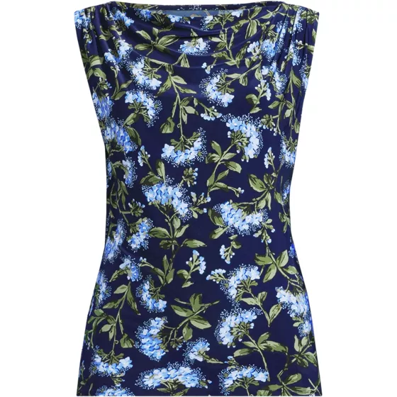 Women's Sleeveless Silky Knit Drape Front Top - primary