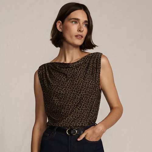 Women's Sleeveless Silky Knit Drape Front Top, alternative image