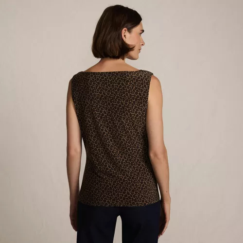 Women's Sleeveless Silky Knit Drape Front Top, Back