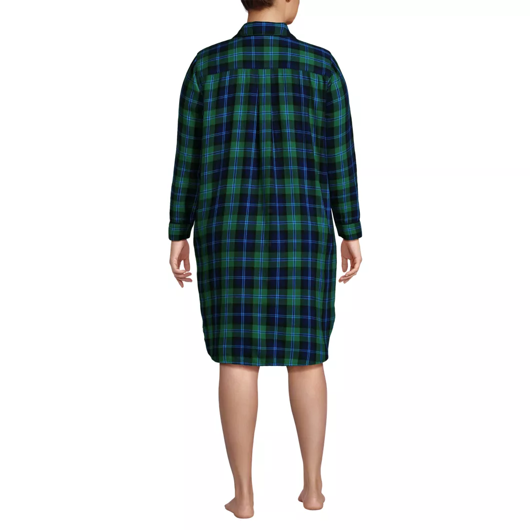 Women's Flannel Long Sleeve Sleepshirt Nightgown