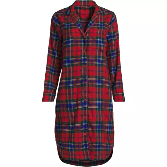 Women's Plus Size Flannel Long Sleeve Sleepshirt Nightgown - primary