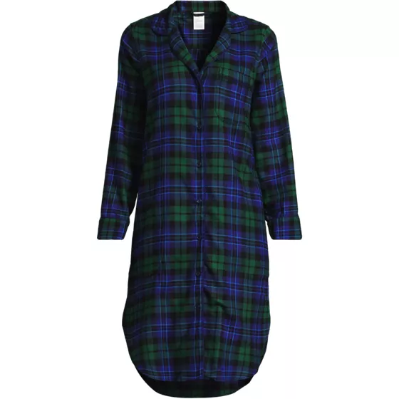 Women's Flannel Long Sleeve Sleepshirt Nightgown - primary