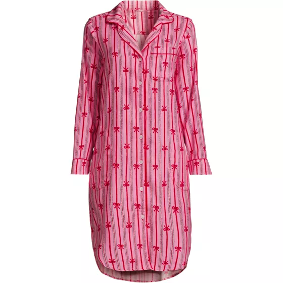 Women's Flannel Long Sleeve Sleepshirt Nightgown - primary