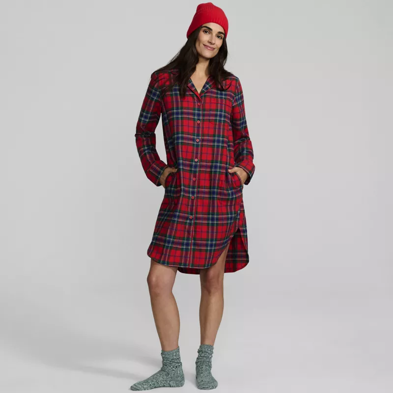 Women's Flannel Long Sleeve Sleepshirt Nightgown, alternative image