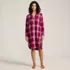 Women's Flannel Long Sleeve Sleepshirt Nightgown, Front