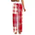 Women's Flannel Patchwork Wide Leg Sleep Pants, Front