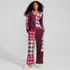 Women's Tall Flannel Patchwork Wide Leg Sleep Pants, alternative image