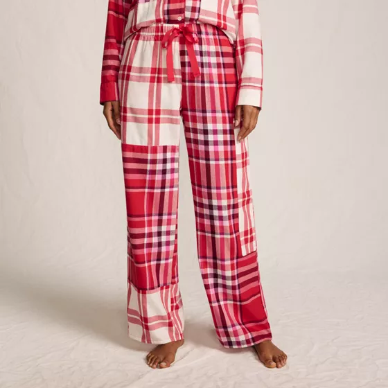 Women's Flannel Patchwork Wide Leg Sleep Pants - primary
