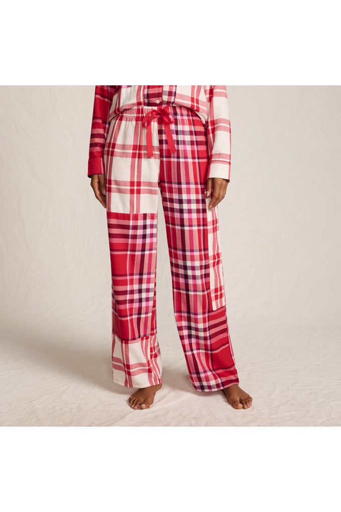 Women's Flannel Patchwork Wide Leg Sleep Pants - Lands' End - XXS