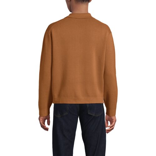  Lands' End Feinstrick-cardigan Mit Reißverschluss, Herren, Größe:44-46 Regular, Braun, Baumwolle, By Lands' End 