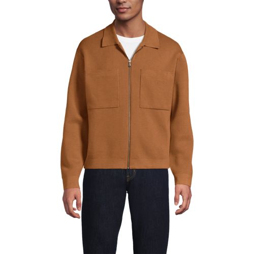  Lands' End Feinstrick-cardigan Mit Reißverschluss, Herren, Größe:44-46 Regular, Braun, Baumwolle, By Lands' End 