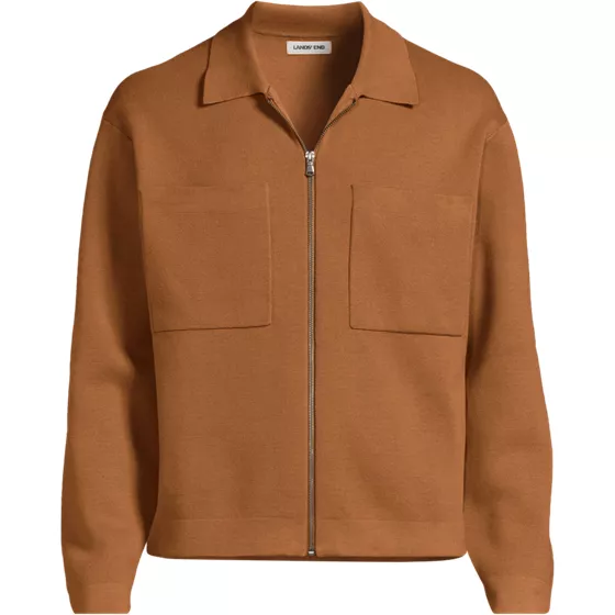 Men's Long Sleeve Fine Gauge Cotton Full Zip Chore Coat - primary